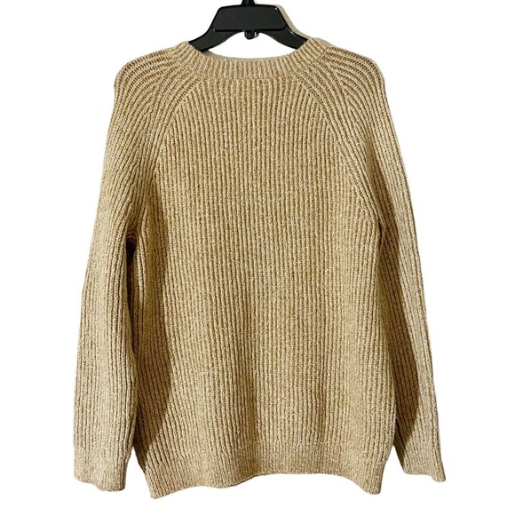 BP Nordstrom Womens NWT Plaited Stitch Crewneck Pullover Sweater Tan Sz S Knit - Picture 5 of 7